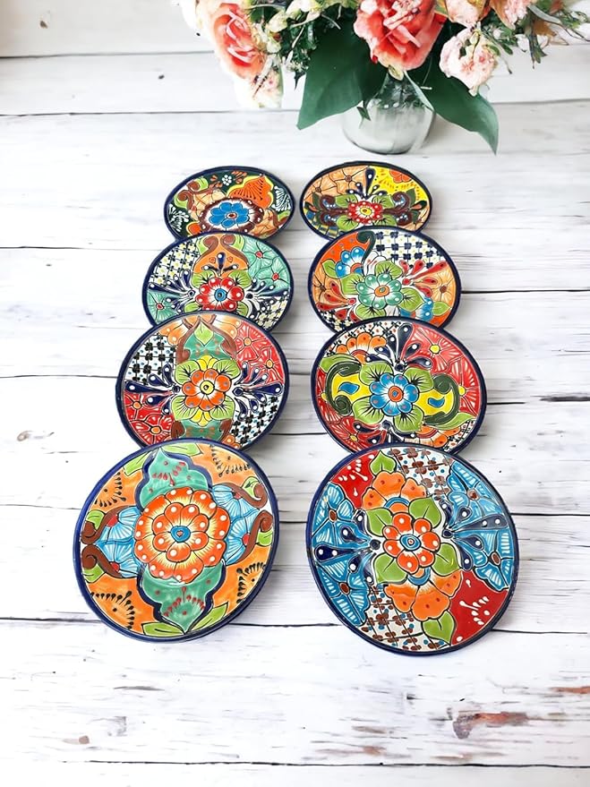 Talavera Dinnerware Set – 24 Piece Hand-Painted Mexican Ceramic Set – Seats 8
