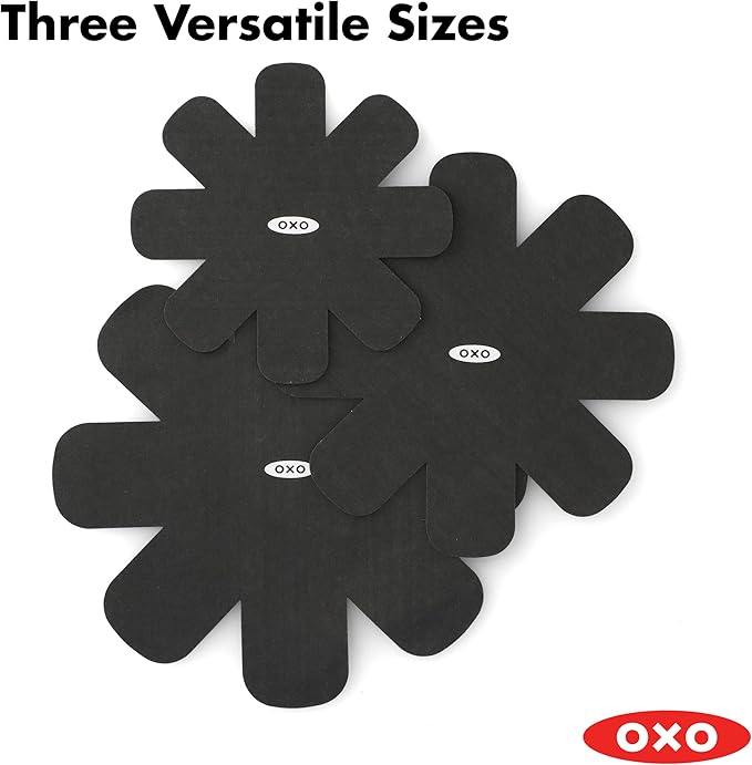 OXO Cookware Pan 3 Piece Protectors Black (Pack of 2)