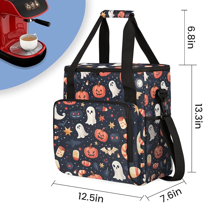 Watercolor Pumpkin Coffee Maker Carrying Bag Colorful Pumpkin Travel Storage Bag Compatible with K-Mini or K-Mini Plus Single Serve Coffee Brewer Carrying Case with Multiple Pockets &amp Shoulder S