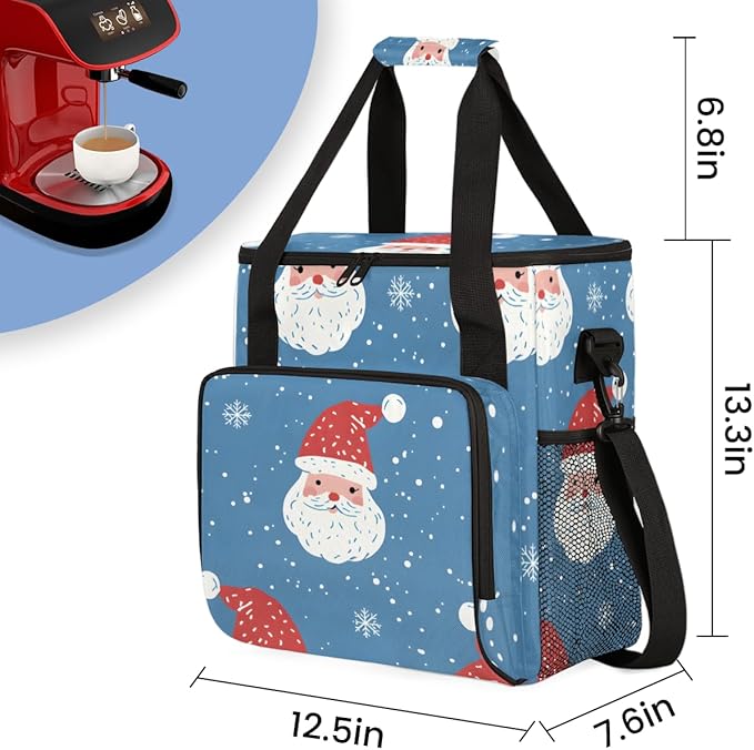 Mystical Santa Claus Coffee Maker Carrying Bag Christmas Santa Claus Travel Storage Bag Compatible with K-Mini or K-Mini Plus Single Serve Coffee Brewer Carrying Case with Pockets &amp Shoulder Str