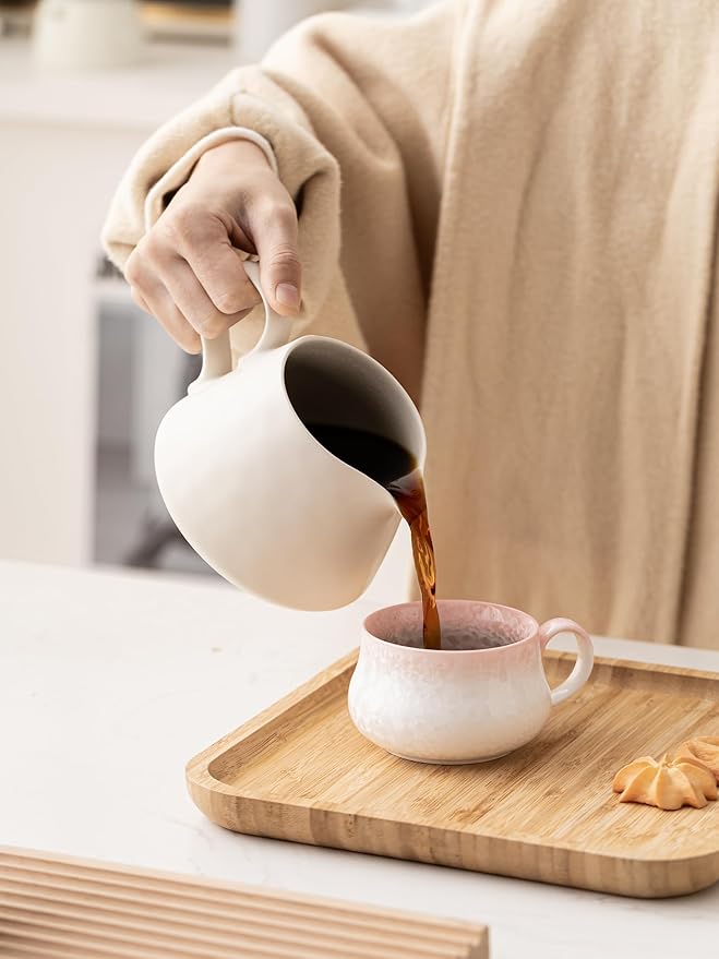 Pour Over Coffee MakerCeramic Coffee Maker With 40 pcs Paper Filter15oz/450ml Ceramic Pour Over Coffee Dripper（Off White）