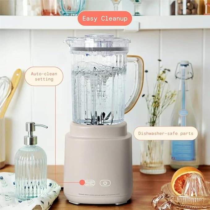 PowerExact Blender 700W with PrecisionSense Auto-Adjust Dual Jar System 4 Preset Programs Dishwasher Safe Parts (Porcini Taupe)