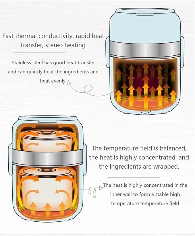 Electric Lunch Box Mini Rice Cooker Multi-function Cooking Steaming Lunch Box for Home Office School Cook Raw Food 2L