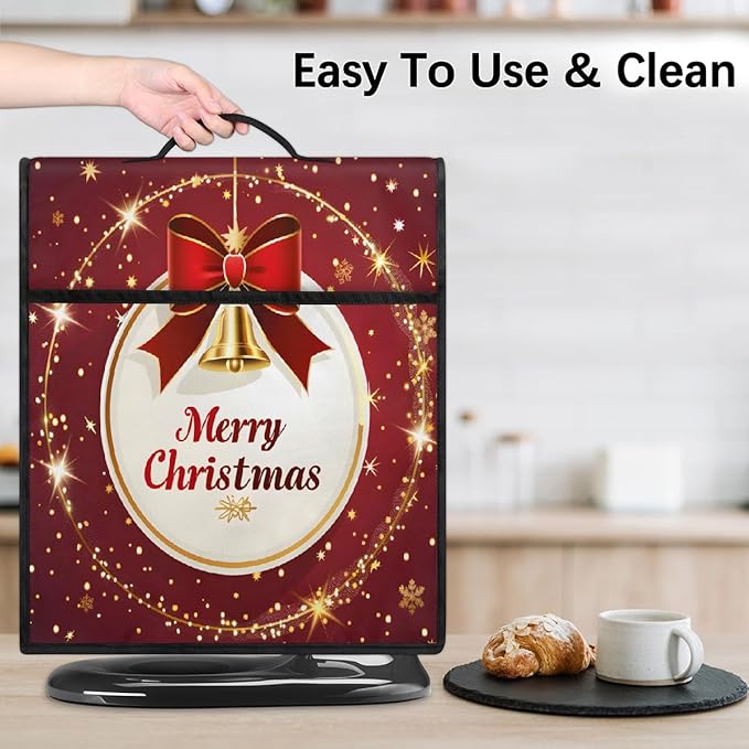 cfpolar Kitchen Aid Mixer Cover Compatible with 6-8 Quarts Xmas Christmas Bells Stand Mixer Cover Kitchen Aid Mixers Accessories Appliance Organizer Bag Dust Covers with Zipper Pocket