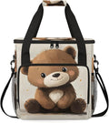 Brown Coffee Maker Travel Bag Bear Insulated Grocery Bag Travel Picnic Leakproof Cooler Bags With Shoulder Strap