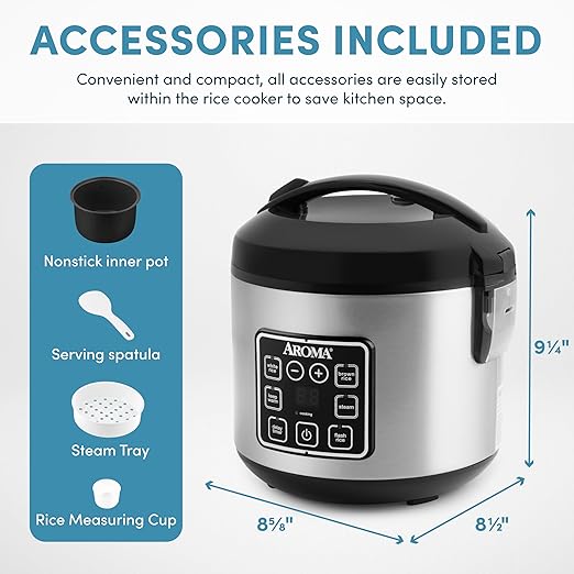 COMFEE' 6-in-1 Multi Cooker Bundle with AROMA 4-Cup Digital Rice Cooker Steamer and Food Cooker
