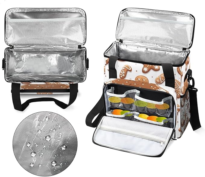 Dreamy Gingerbread Man Coffee Maker Carrying Bag Travel Storage Bag Compatible with K-Mini or K-Mini Plus Single Serve Coffee Brewer Carrying Case with Multiple Pockets &amp Shoulder Strap