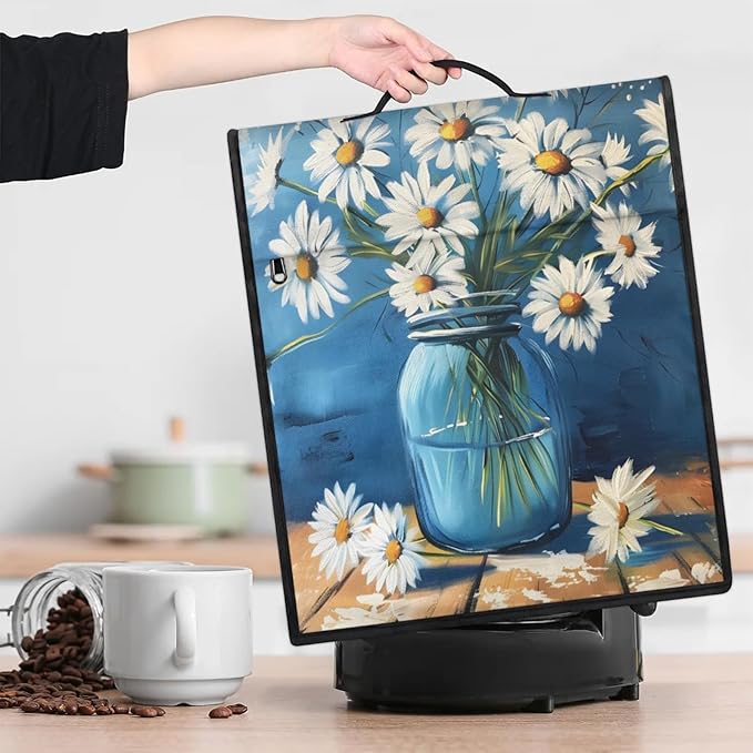 cfpolar Kitchen Aid Mixer Cover Compatible with 6-8 Quarts Daisy Oil Painting Flower Stand Mixer Cover Kitchen Aid Mixers Accessories Appliance Organizer Bag Dust Covers with Zipper Pocket