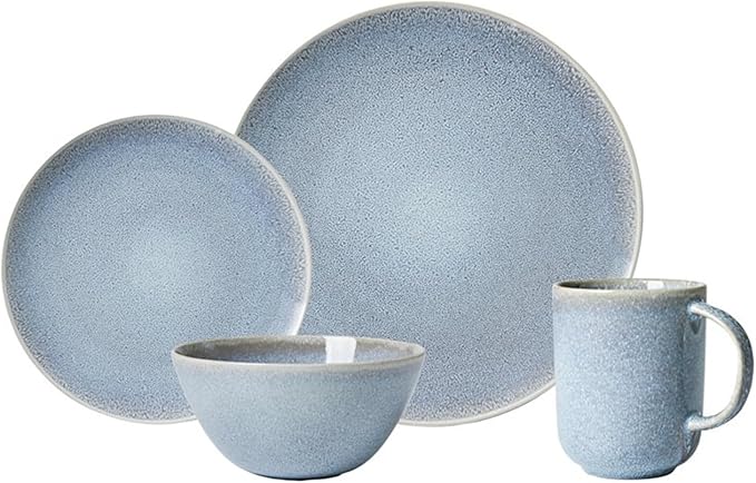 Round Stoneware 16-Piece Dinnerware Set Home Centerpiece Tableware Set