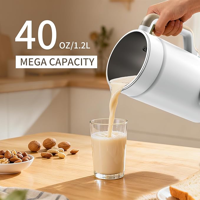 10 in 1 Nut Milk Maker Machine Almond Milk Maker 41oz Self Clean/12H Delay/Keep Warm/Boil One Touch Soy Milk Maker Homemade Oat Nutri Plant Based and Non Dairy Beverages
