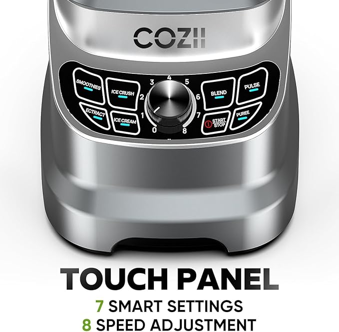 COZII Professional Blender 2000W Smoothie Countertop Blenders for Kitchen 64 Oz Pitcher/21-Oz To-go Cup 7 Preset Programs for Ice Crush/Frozen Drinks/Dips/Nut Butter High Speed Dishwasher Safe