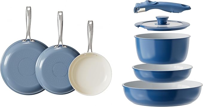 Redchef Ceramic Pots and Pans Set Non Stick Nonstick Kitchen Cookware Sets Non Toxic Pots and Pans Set Non Stick PFAS PFOA &amp PTFE Free Nonstick Frying Pans Set Ceramic Pan Skillet RV Cookwar