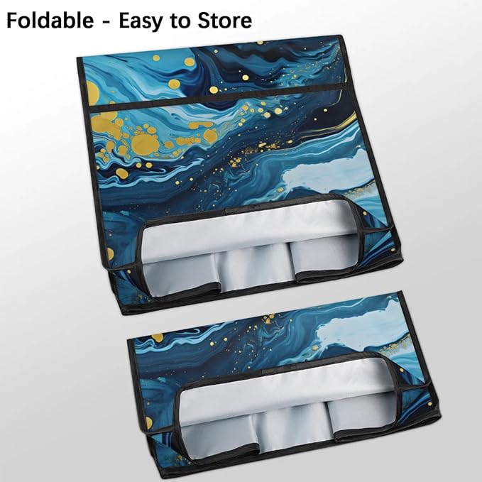 Kitchen Aid Mixer Cover Blue Marble Gold Stand Mixer Cover Compatible with 6-8 Quarts Stand Mixers Dust Covers with Zipper Pocket Foldable Washable Kitchen Aid Organizer Bag