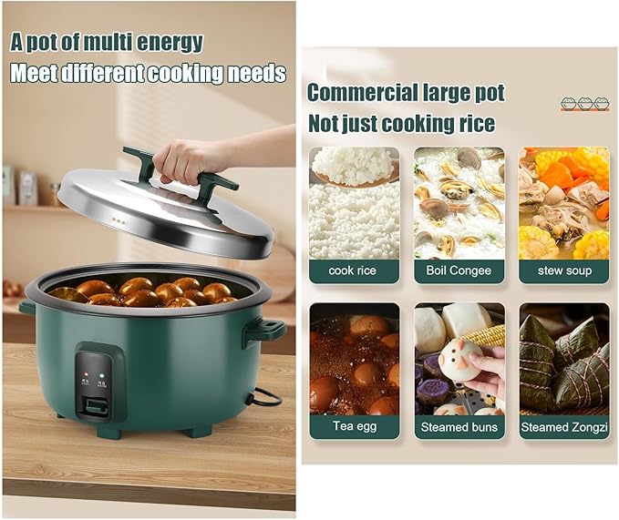 Large Commercial Rice Cooker 8-45L Large Capacity One-Touch Rice Cooker and Food SteamerWith Auto Keep Warm for 8~65 People(28L-3500W)