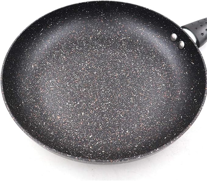7Pcs Cookware Set Black Granite Fry Pan Souce Pot Milk Pot Glass Cover Non-Stick Induction&ampGas Cooker
