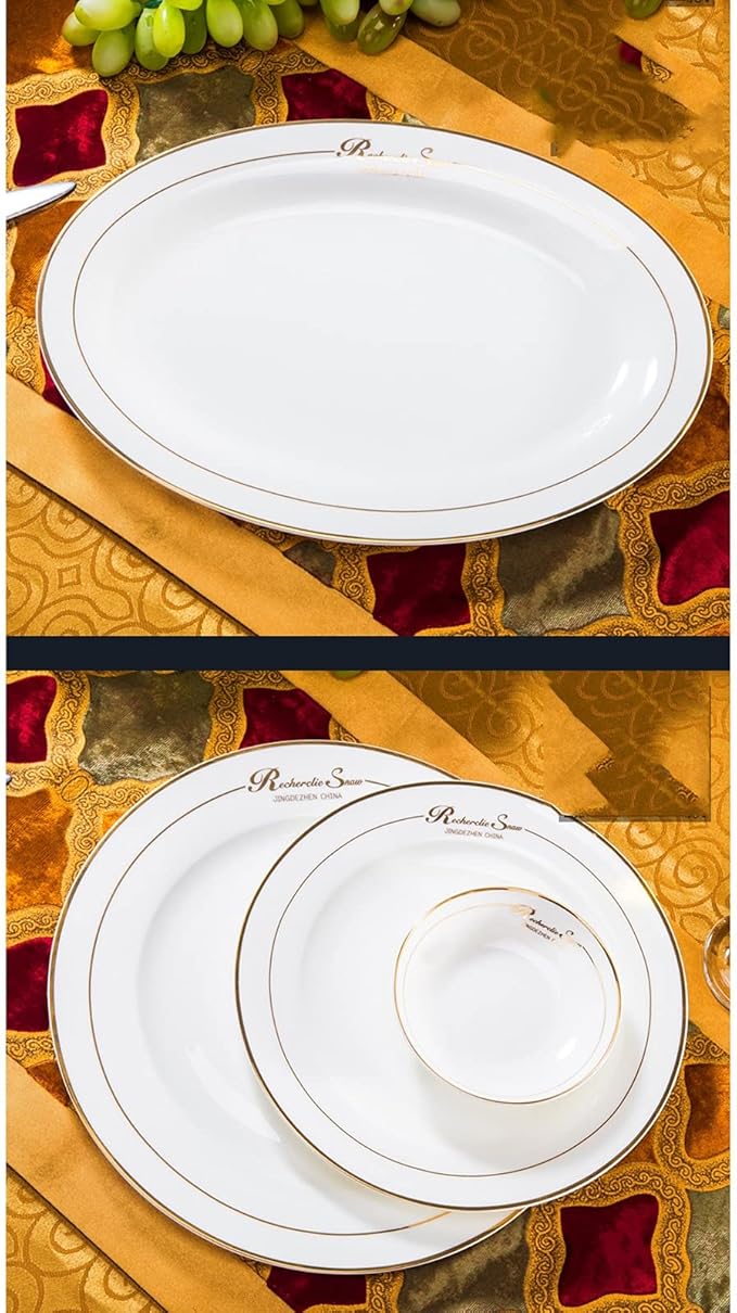 Elegant Dinnerware Set Dinner Plates Bowls Set Ceramic Tableware Set European-Style Phnom Penh 56-Piece Kitchen Plate And Bowl Set
