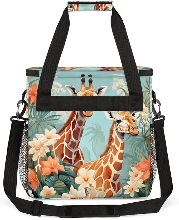 Forest Giraffe Coffee Maker Carrying Bag Cartoon Giraffe Travel Storage Bag Compatible with K-Mini or K-Mini Plus Single Serve Coffee Brewer Carrying Case with Multiple Pockets &amp Shoulder Strap