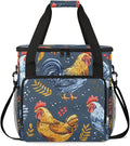 Chickens Coffee Maker Travel Bag for Keurig K-Mini/K-Mini Plus Insulated Waterproof Tote with Pockets for K-Cup Portable Single-Serve Brewer Case