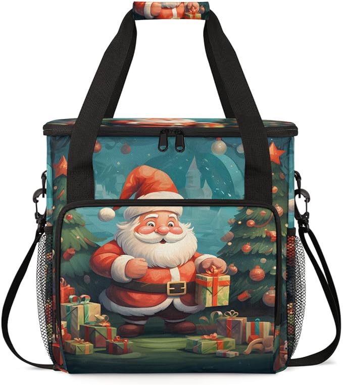 Colorful Santa Claus Coffee Maker Carrying Bag Graffiti Santa Claus Travel Storage Bag Compatible with K-Mini or K-Mini Plus Single Serve Coffee Brewer Carrying Case with Pockets &amp Shoulder Stra