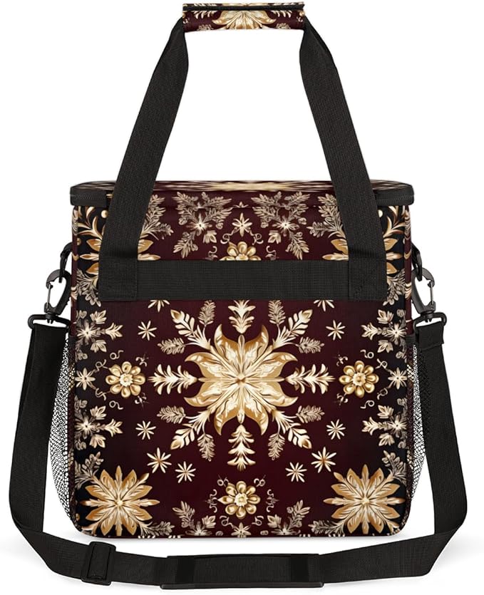 Xmas Snowflakes Coffee Maker Carrying Bag Graffiti Snowflakes Travel Storage Bag Compatible with K-Mini or K-Mini Plus Single Serve Coffee Brewer Carrying Case with Multiple Pockets &amp Shoulder S