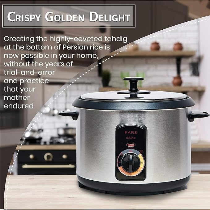 Pars Automatic Persian Rice Cooker - Tahdig Rice Maker Perfect Rice Crust 7 Cup