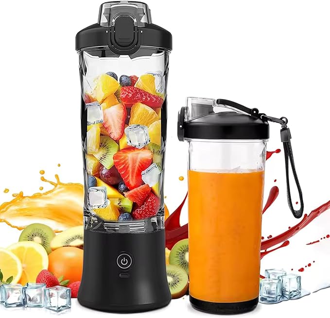 20oz Portable Blender 240W USB Rechargeable Smoothie Blender with LED Display Pulse &amp Blend Modes IPX7 Waterproof BPA-FreeTravel Juicer for Shakes Ice Crushing Sports &amp Outdoor Black
