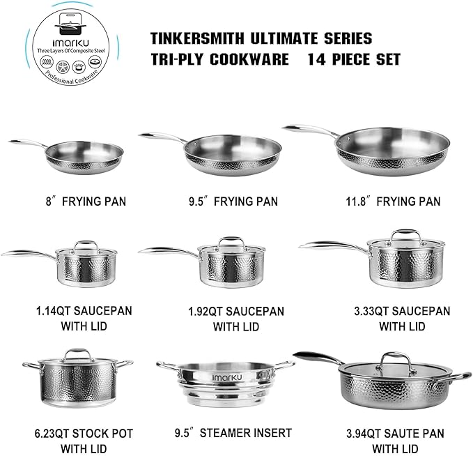 imarku Pots and Pans Set 14PCS Kitchen Cookware Sets &amp G14 Japanese Knife Set
