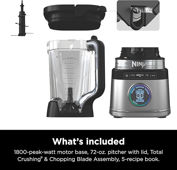 Ninja Blender | Best for Smoothies Frozen Drinks Shakes Veggie Chopper &amp More | 72 oz. Full Size Pitcher | Blender for Kitchens |1800 Watt | Black | TB201