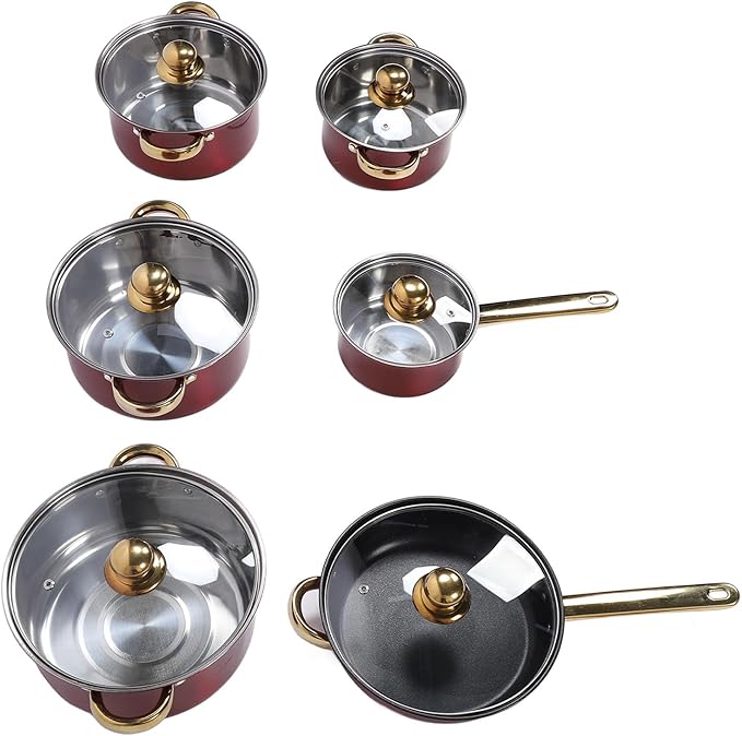 Thick Stainl Steel Cookware Set Multifunctional Kitchen Cooking Pots and Pans Set K Pans and Saucepans Included Cookware Set for Your Cooking Needs