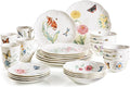 Lenox Dinnerware Set Butterfly Meadow 28-Piece Set Service For 4 Porcelain Plates With Scalloped Edges Plates And Bowls Sets Microwave Safe Dishwasher Safe Home &amp Kitchen (28 Piece Assorte