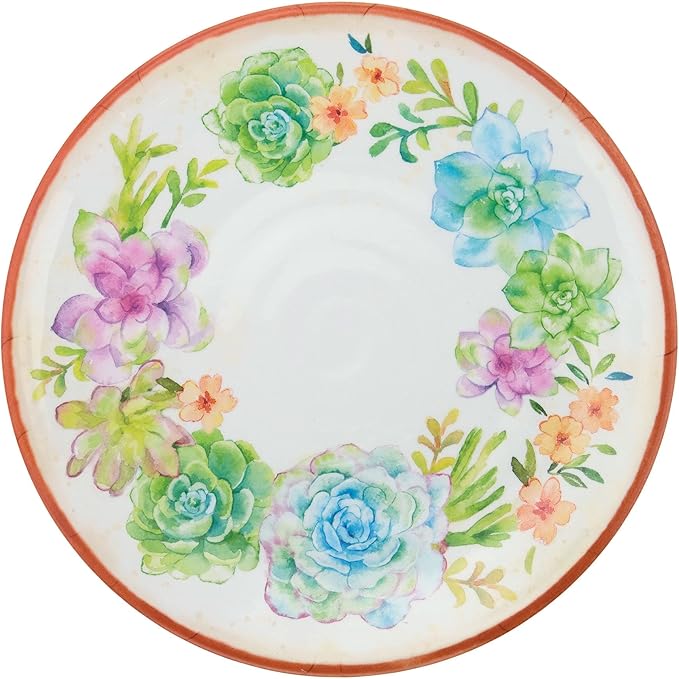 UPware 12 Piece Sweet Succulents Melamine Dinnerware Sets Outdoor Dishes Set Plates and Bowls Sets Service for 4 Multicolor