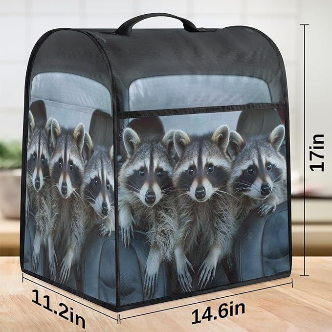 cfpolar Kitchen Aid Mixer Cover Compatible with 6-8 Quarts Cute Raccoon Animal Stand Mixer Cover Kitchen Aid Mixers Accessories Appliance Organizer Bag Dust Covers with Zipper Pocket