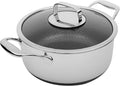 LIVWELL DiamondClad 6 Quarts Nonstick Hybrid Saucepan with Lid - Kitchen Gift - Nonstick Stainless Steel Saucepan - Hybrid Cookware Set - Heavy Stainless Steel Pot - Dishwasher Safe - PFOA-free