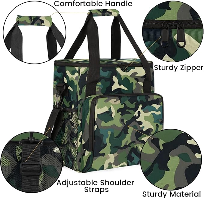 Camouflage Color Coffee Maker Travel Bag for Keurig K-Mini/K-Mini Plus Insulated Waterproof Tote with Pockets for K-Cup Portable Single-Serve Brewer Case