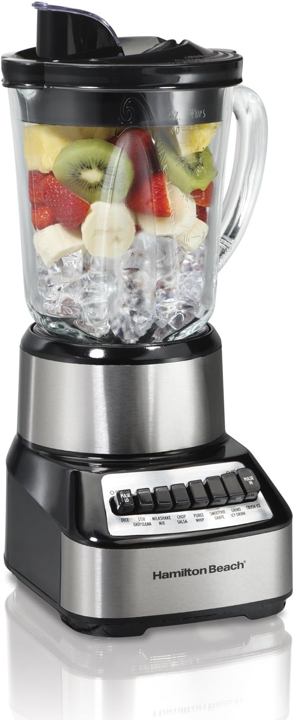 Hamilton Beach Sure-Crisp Air Fryer Countertop Toaster Oven Fits 9” Pizza 4 Slice Capacity Powerful Circulation Auto Shutoff &amp Wave Crusher Blender with 40 Oz Glass Jar and 14 Functions