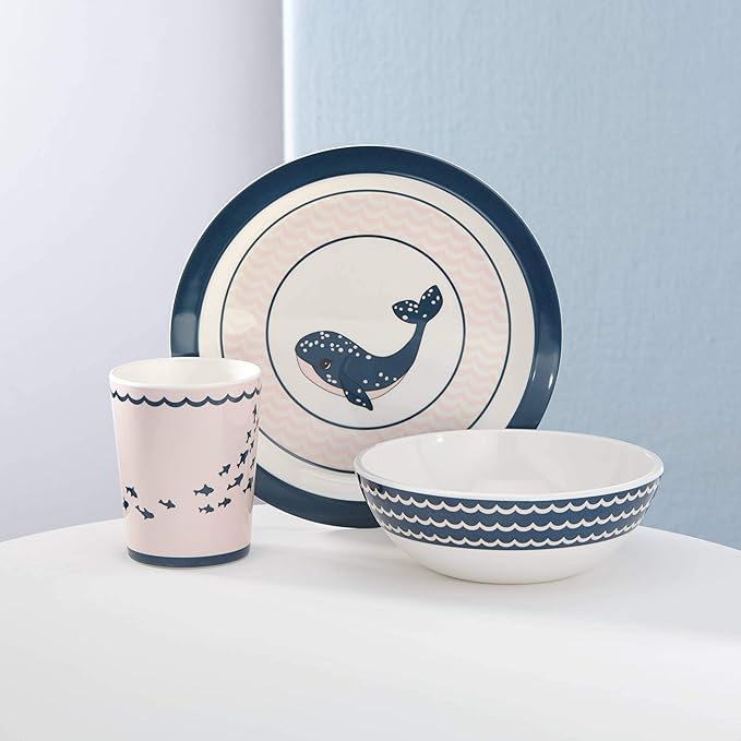 Reed &amp Barton Pink Mystic Sea Whale 3Pc Dinnerware Set 1.85 LB 3 Pieces