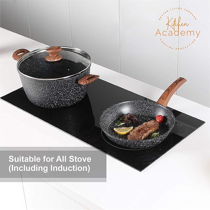 Kitchen Academy 30Pcs Bakeware &amp Cookware Set + 10Pcs Rv Pots and Pans Set with Removable Handle Cookware Sets