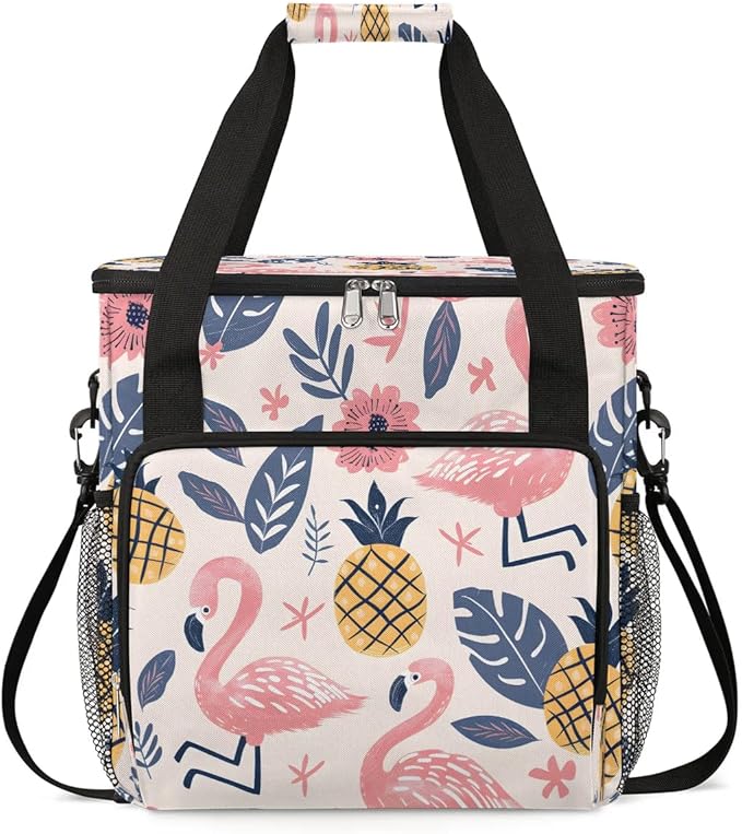 Floral Pineapple Flamingo Coffee Maker Travel Bag for K-Mini or K-Mini Plus Single Serve Coffee Brewer Portable Storage Tote Case for Tarvel