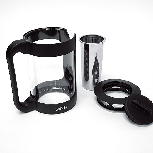 The London Sip Cold Brew Coffee Maker 1500ml Cold Brew Pitcher with 304 Stainless Steel Filter Borosilicate Glass Iced Coffee Pitcher with Handle &amp Pour Spout Reusable Cold Brewer for Coffee &a