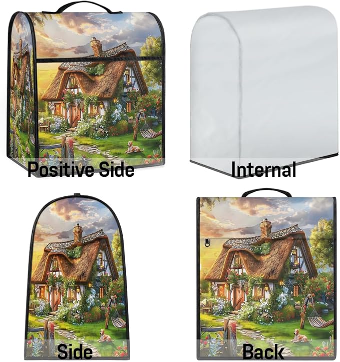 cfpolar Kitchen Aid Mixer Cover Compatible with 6-8 Quarts Flowers Dog Castle Farm Stand Mixer Cover Kitchen Aid Mixers Accessories Appliance Organizer Bag Dust Covers with Zipper Pocket