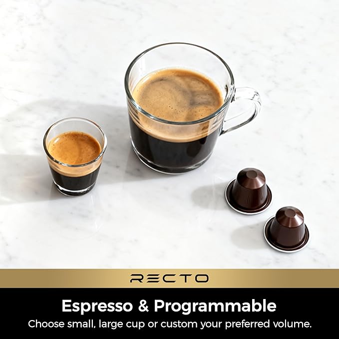 CHULUX RectoCafé Espresso Machine for Nespresso Original Capsule Pod 20 Bar Professional Italian Pump Coffee Machine Extra Mini Espresso Maker for Home &amp Office Black