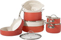 Bloomhouse - Two Time Oprah's Favorite Things Winner - 12 Piece Aluminum Pots and Pans Cookware Set w/Non-toxic Ceramic Non-stick Ceramic Steamer Insert &amp 12 Protective Care Bags - Terracotta Ora