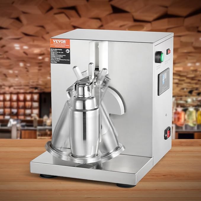 VEVOR Milk Tea Shaker Electric Milk Tea Maker Machine 0-180s Adjustable Milk Tea Shake Mixer Machine with 750ML Stainless Steels Cup for Bubble Tea Boba Tea Juice Coffee Milk Wine