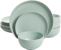 Gibson Home Rockaway Dinnerware Teal Matte Service for 4 (12pcs)