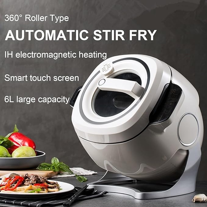 Automatic Cooker with Stir Auto Cooking Machine 6l Automatic Cooking Pot Fried Rice Machine 360 Degree Automatic Rotation for Stir-Frying Stewing