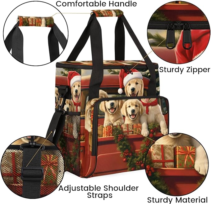 Christmas Puppy Coffee Maker Carrying Bag Portable Travel Storage Tote Bag Compatible with K-Mini or K-Mini Plus Single Serve Coffee Brewer Carrying Case with Multiple Pockets &amp Shoulder Strap