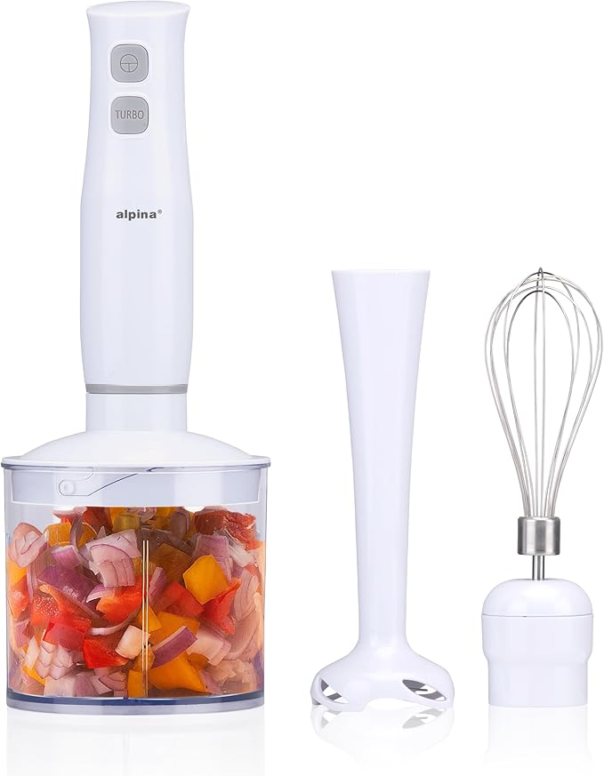Alpina Hand Blender with Accessories Mini Chopper Blender Arm Blender Multifunction 400W White