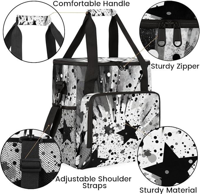 Abstract Star Coffee Maker Carrying Bag Portable Travel Storage Tote Bag Compatible with K-Mini or K-Mini Plus Single Serve Coffee Brewer Carrying Case with Multiple Pockets &amp Shoulder Strap