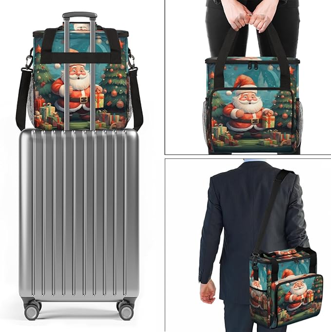 Colorful Santa Claus Coffee Maker Carrying Bag Graffiti Santa Claus Travel Storage Bag Compatible with K-Mini or K-Mini Plus Single Serve Coffee Brewer Carrying Case with Pockets &amp Shoulder Stra