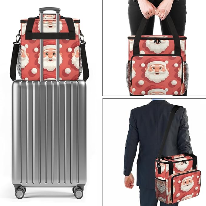 Cute Santa Claus Coffee Maker Carrying Bag Fantastic Santa Claus Travel Storage Bag Compatible with K-Mini or K-Mini Plus Single Serve Coffee Brewer Carrying Case with Pockets &amp Shoulder Strap